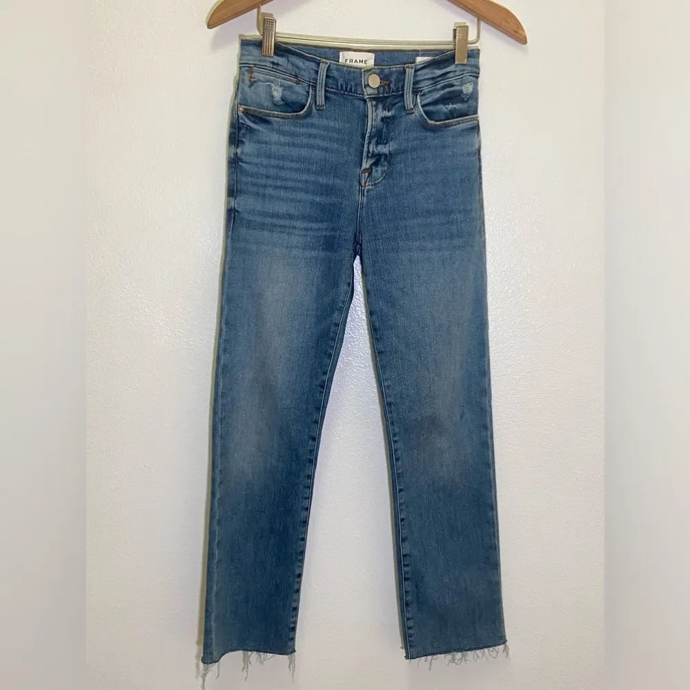 FRAME - ‘'Le High Straight” Raw Hem Jeans - style LHSTRA801 - size 26